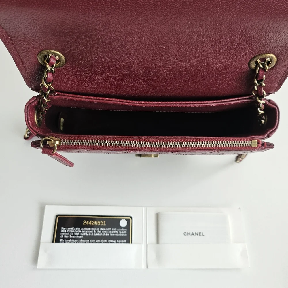 New Unused Chanel Bordeaux Coco Two-way Leather Bag
